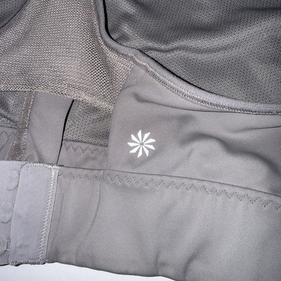 Athleta Empower Gray Full Zip Front Racerback Sports Bra Support M Reflective - Picture 4 of 7